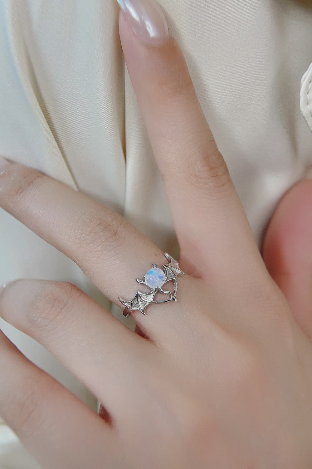 Moonstone Bat 925 Sterling Silver Ring - nailedmoms