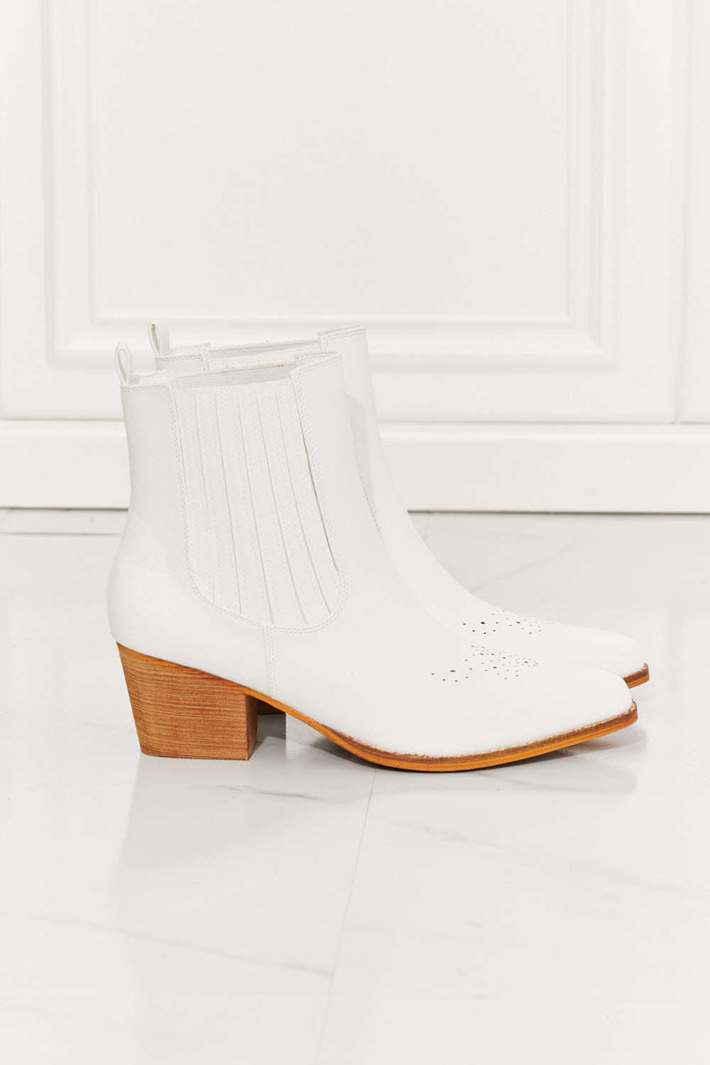 MMShoes Love the Journey Stacked Heel Chelsea Boot in White - nailedmoms