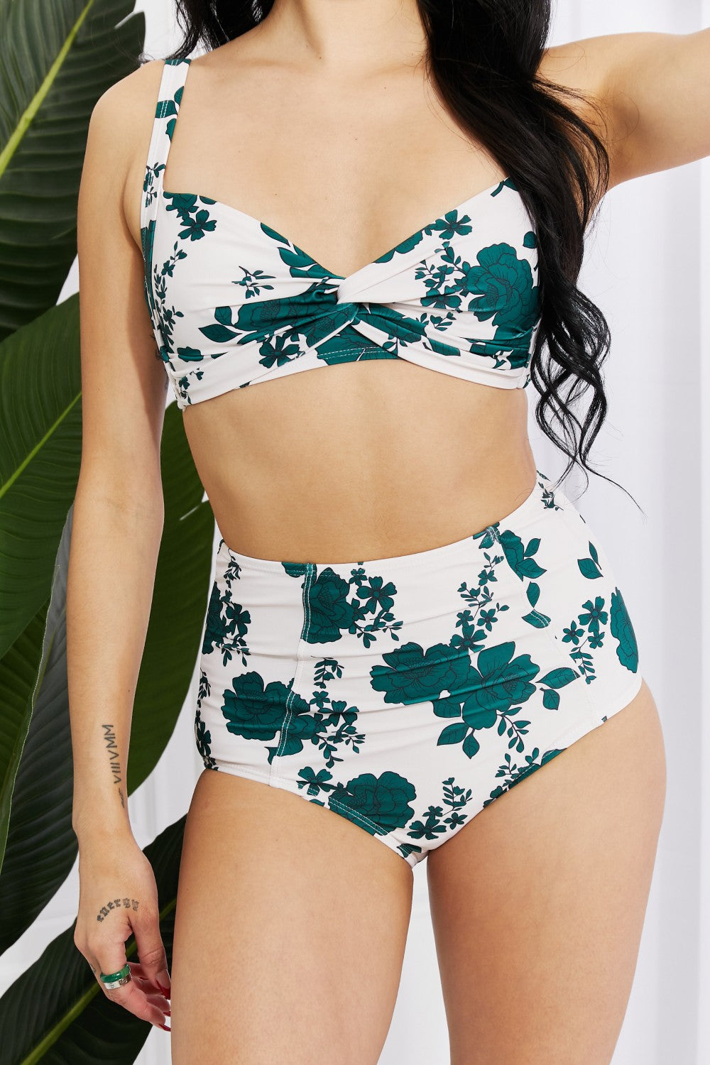 Marina West Swim Take A Dip Twist High-Rise Bikini in Forest - nailedmoms