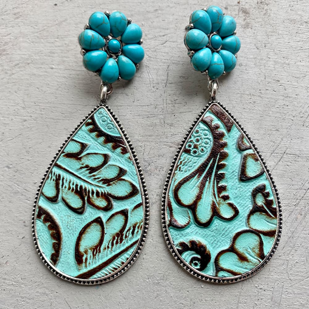 Turquoise Flower Teardrop Earrings - nailedmoms