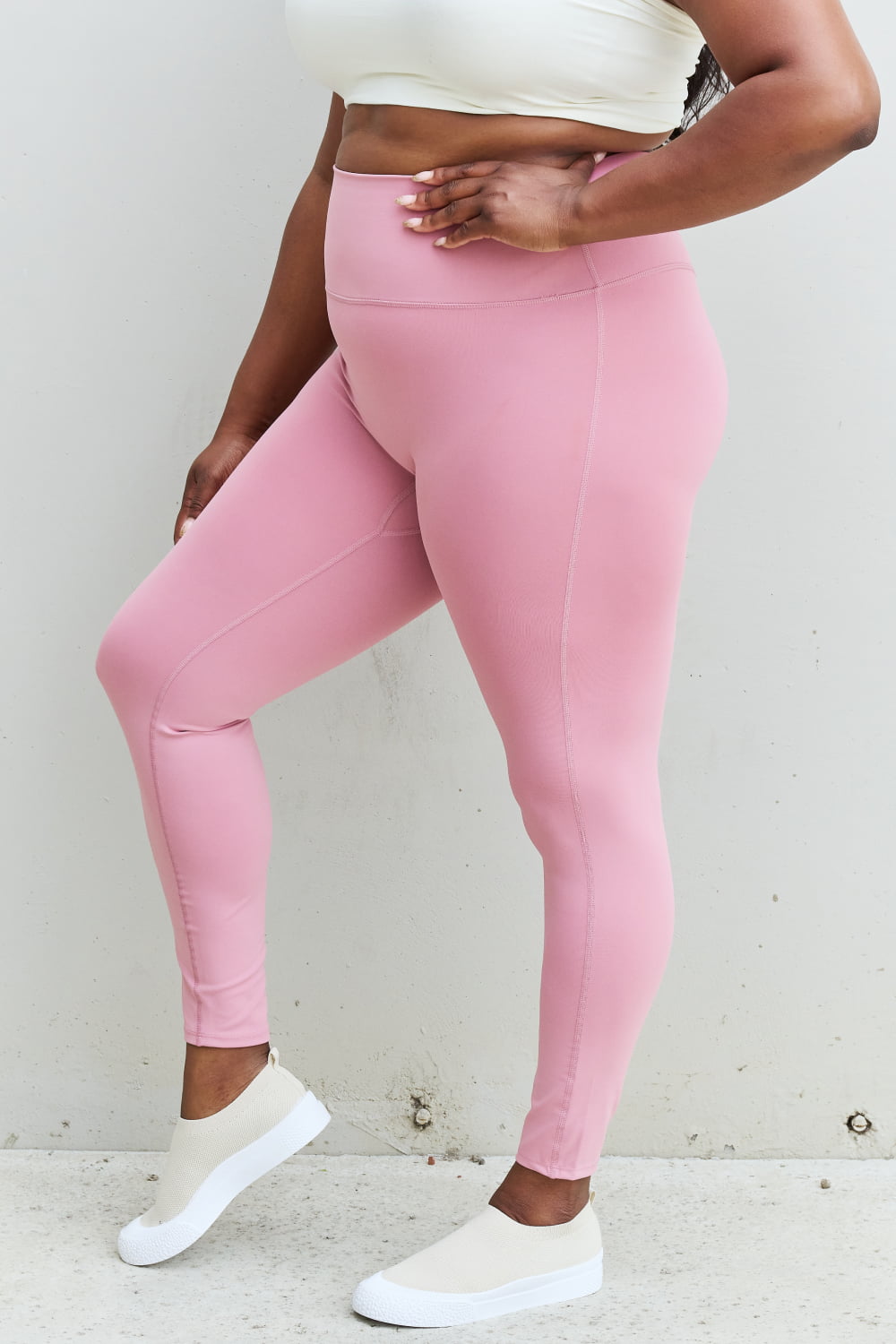 Zenana Fit For You Full Size High Waist Active Leggings in Light Rose - nailedmoms