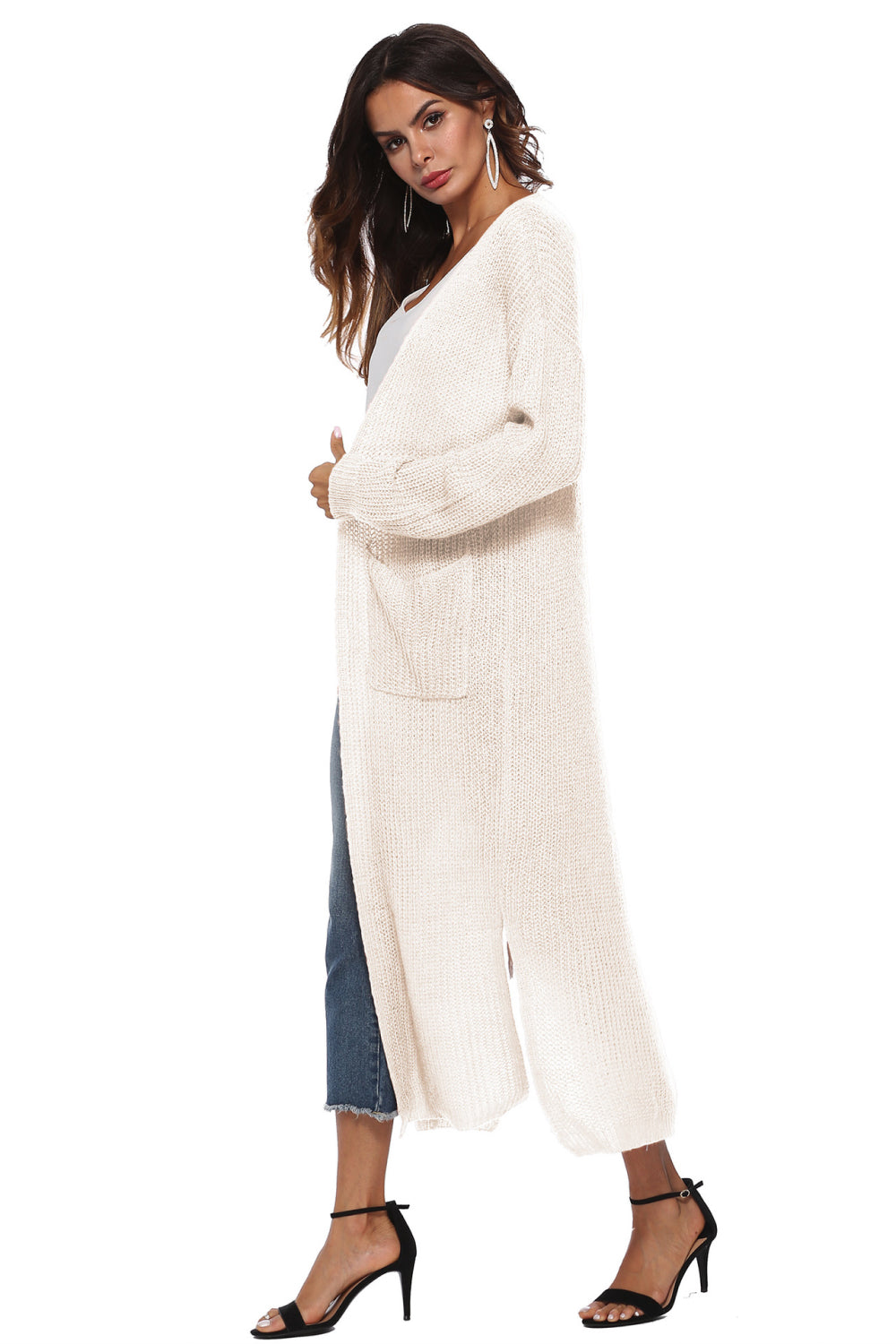 Long Sleeve Open Front Buttoned Cardigan - nailedmoms