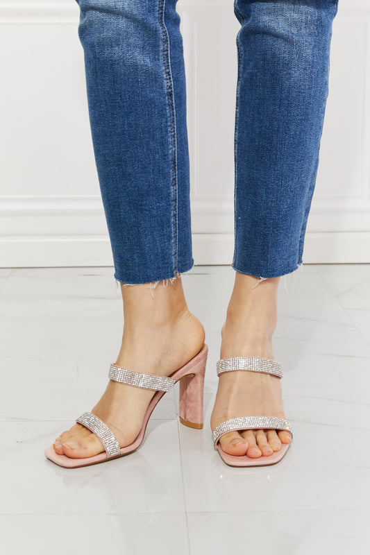 MMShoes Leave A Little Sparkle Rhinestone Block Heel Sandal in Pink - nailedmoms