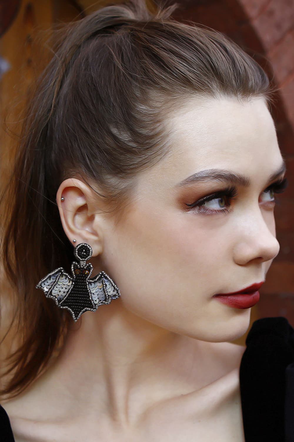 Bat Shape Beaded Dangle Earrings - nailedmoms