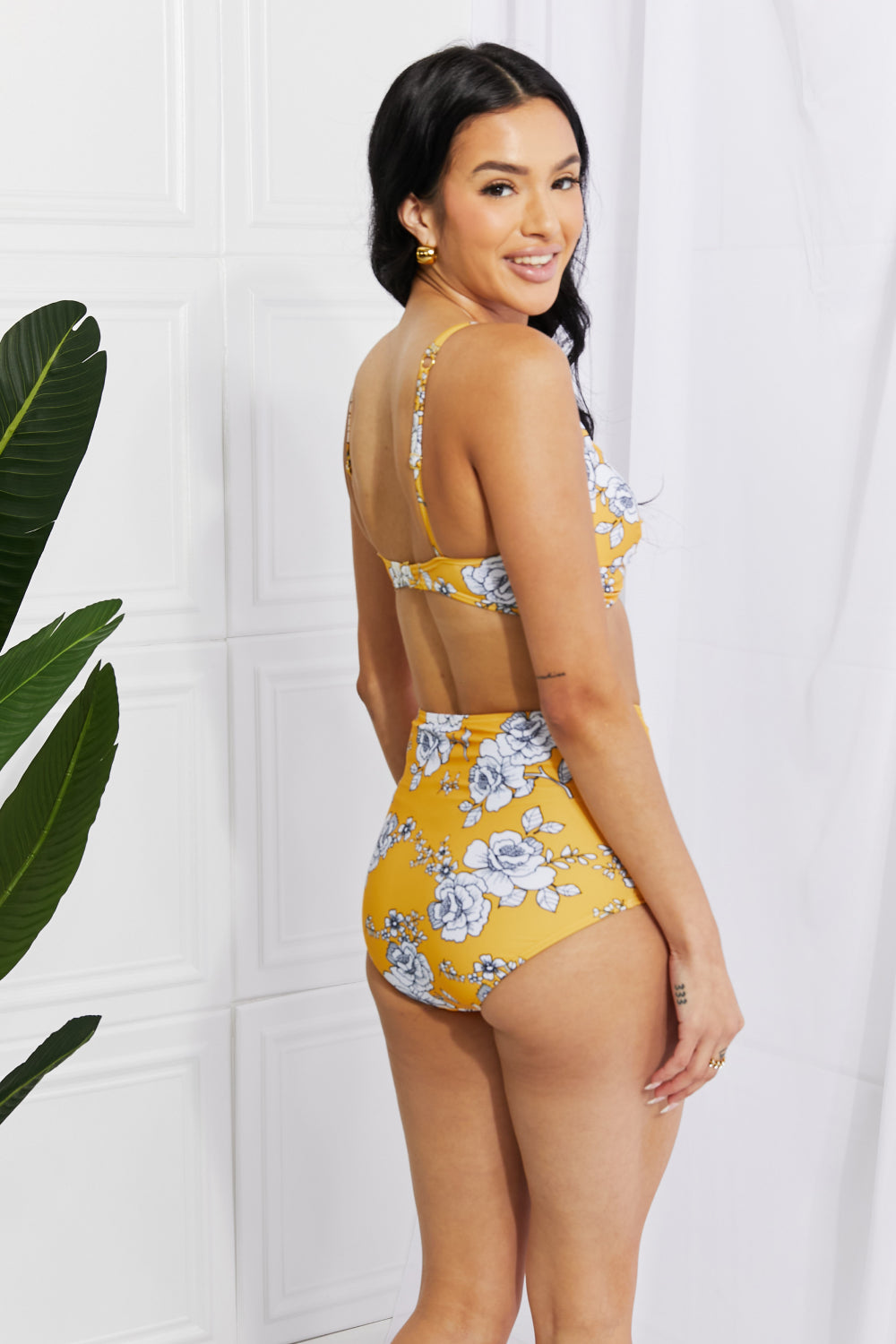 Marina West Swim Take A Dip Twist High-Rise Bikini in Mustard - nailedmoms