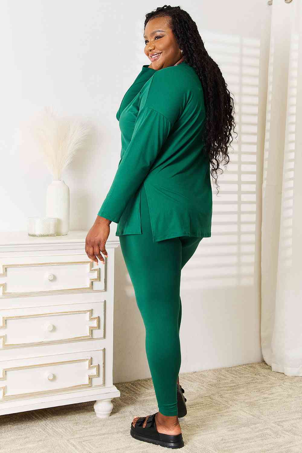 Zenana Lazy Days Full Size Long Sleeve Top and Leggings Set - nailedmoms