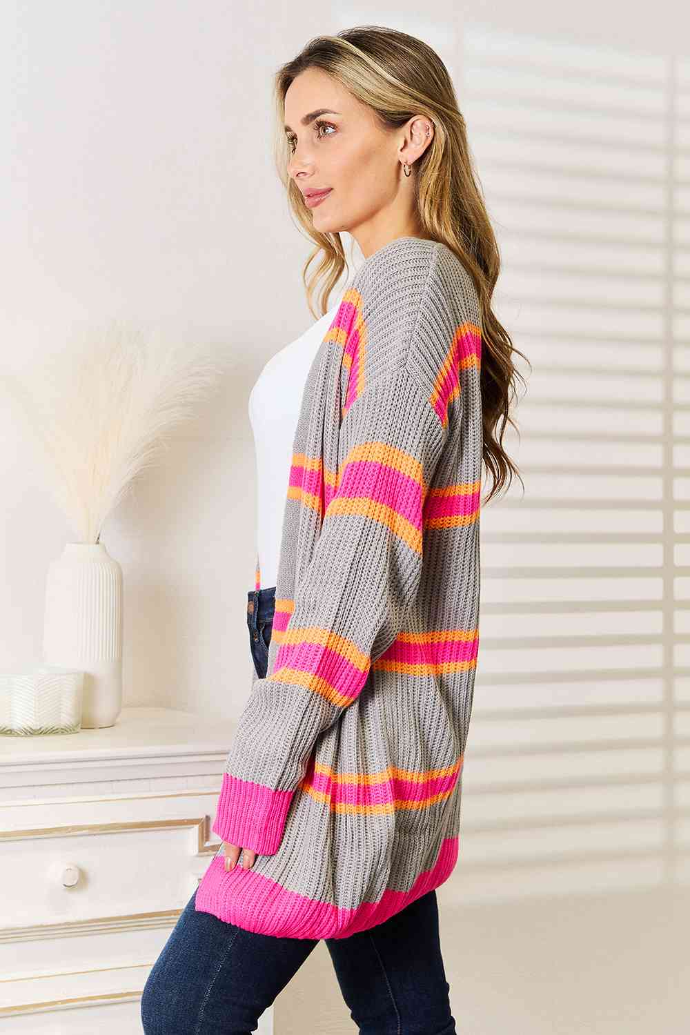 Woven Right Ribbed Long Sleeve Cardigan - nailedmoms