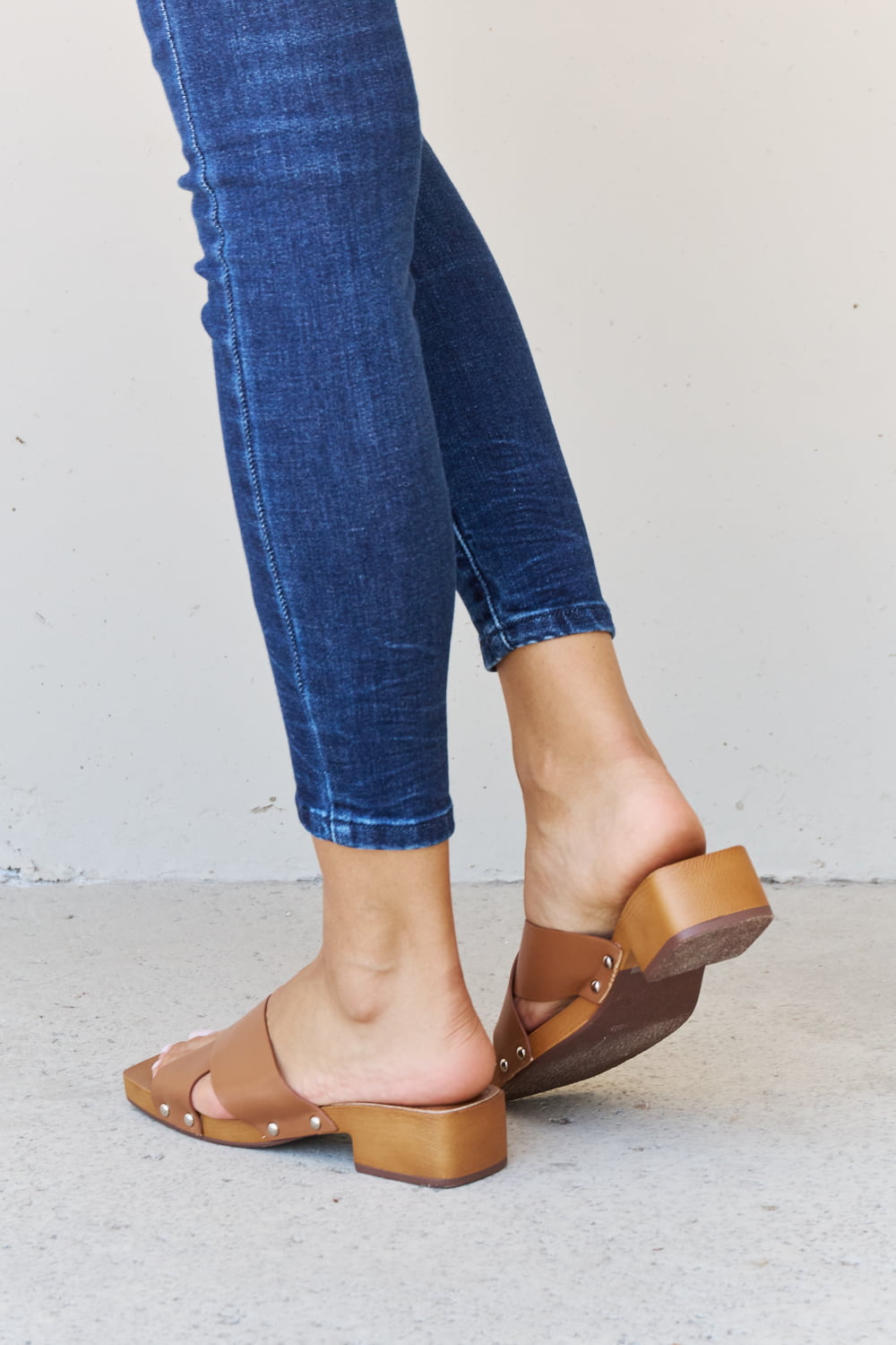 Weeboo Step Into Summer Criss Cross Wooden Clog Mule in Brown - nailedmoms