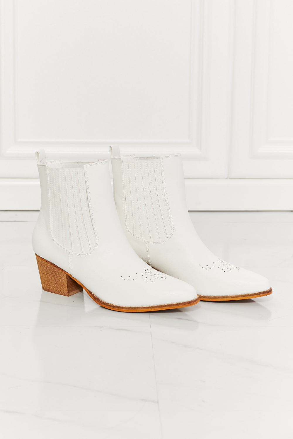 MMShoes Love the Journey Stacked Heel Chelsea Boot in White - nailedmoms