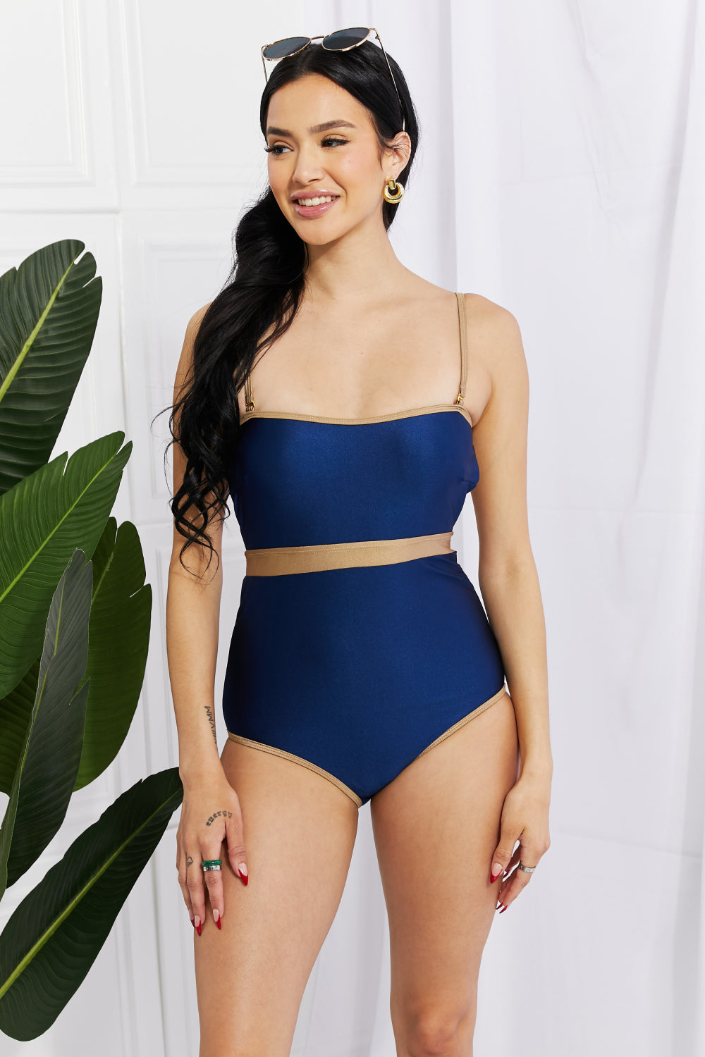 Marina West Swim Wave Break Contrast Trim One-Piece - nailedmoms