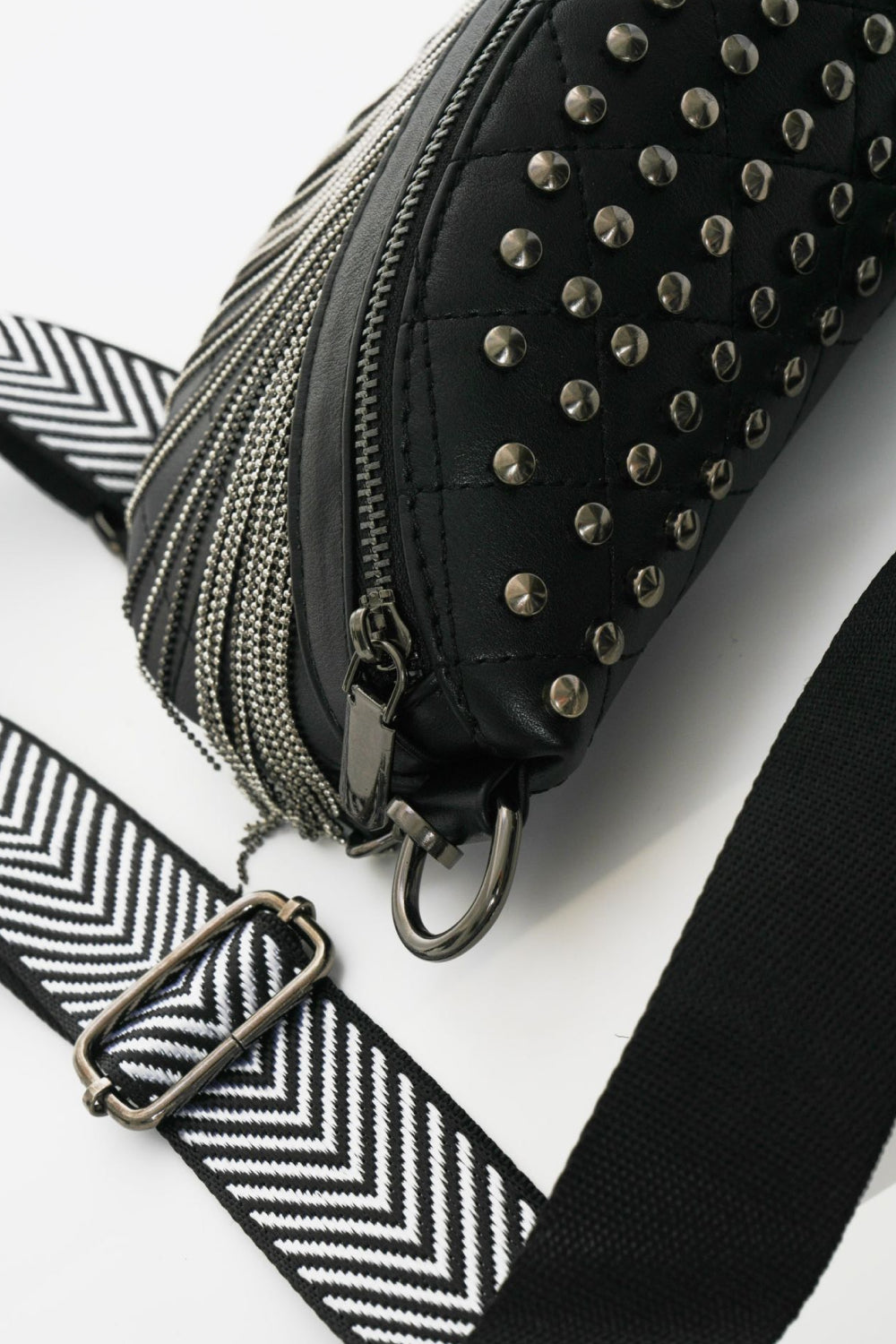 PU Leather Studded Sling Bag with Fringes - nailedmoms