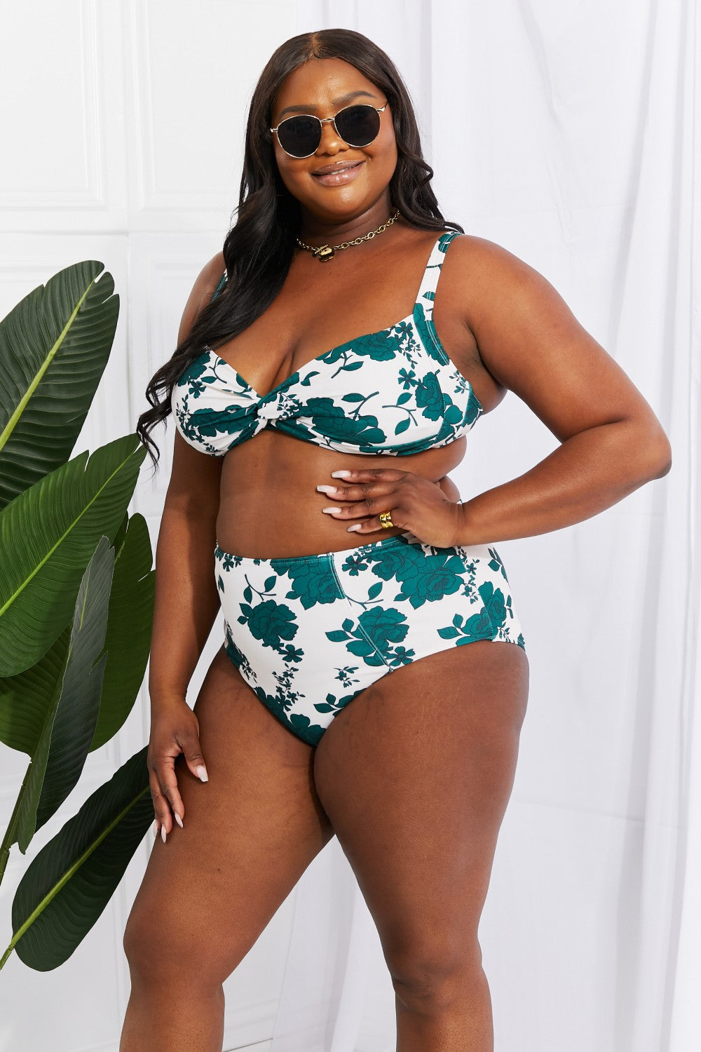 Marina West Swim Take A Dip Twist High-Rise Bikini in Forest - nailedmoms