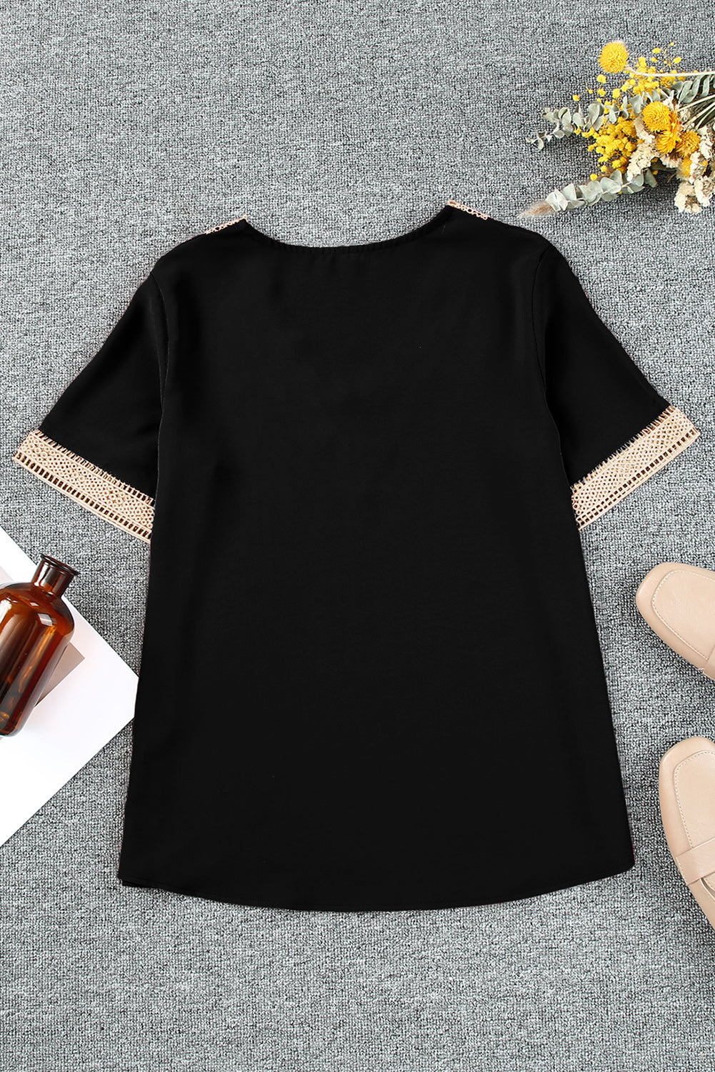 Contrast V-Neck Blouse - nailedmoms