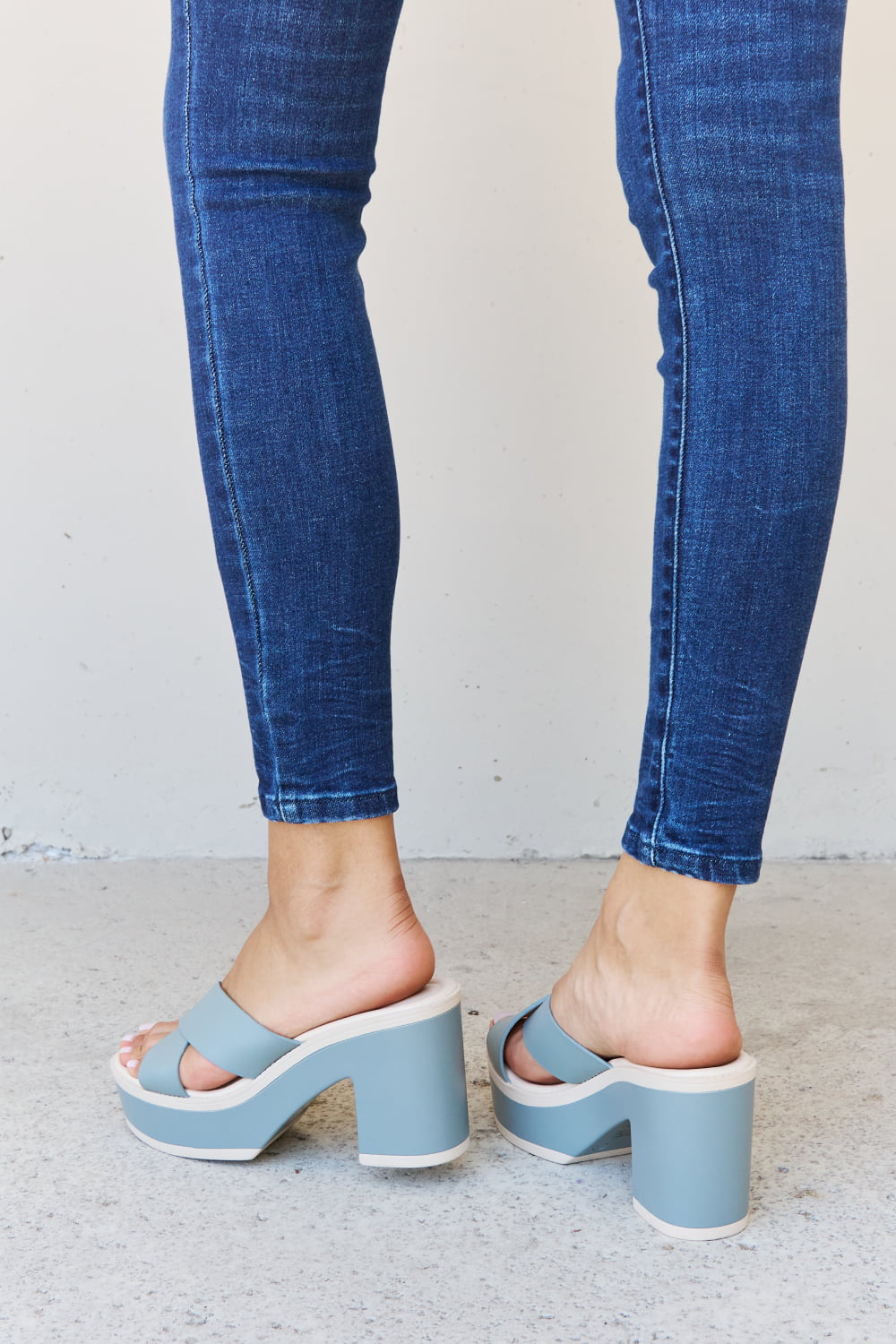 Weeboo Cherish The Moments Contrast Platform Sandals in Misty Blue - nailedmoms