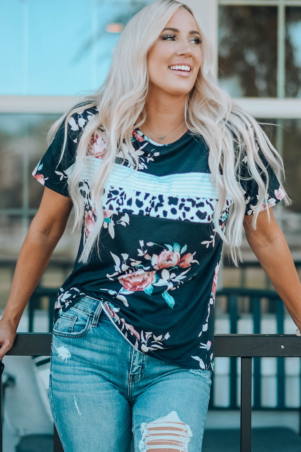 Petal Pop Floral Round Neck Short Sleeve Tee - nailedmoms