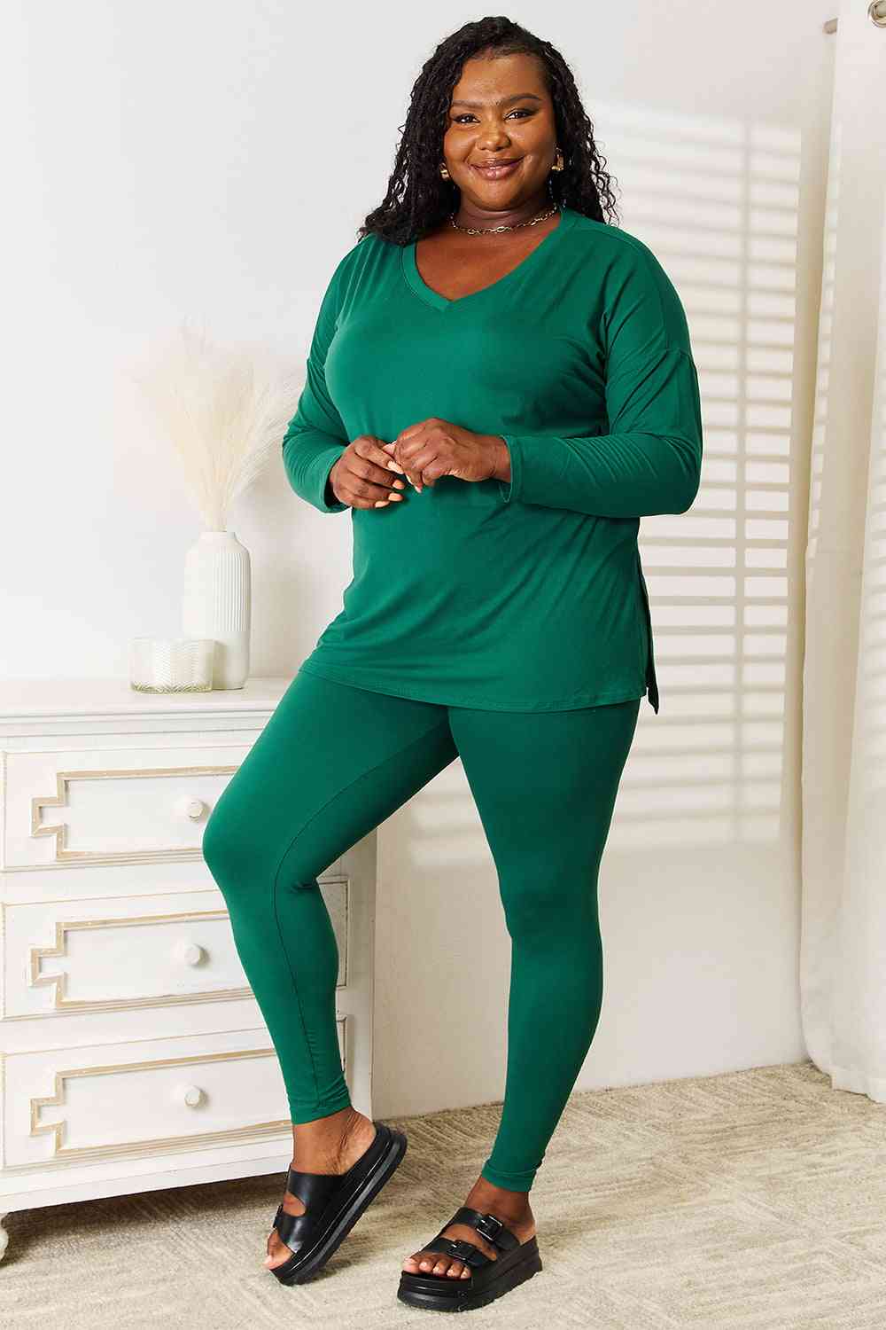 Zenana Lazy Days Full Size Long Sleeve Top and Leggings Set - nailedmoms