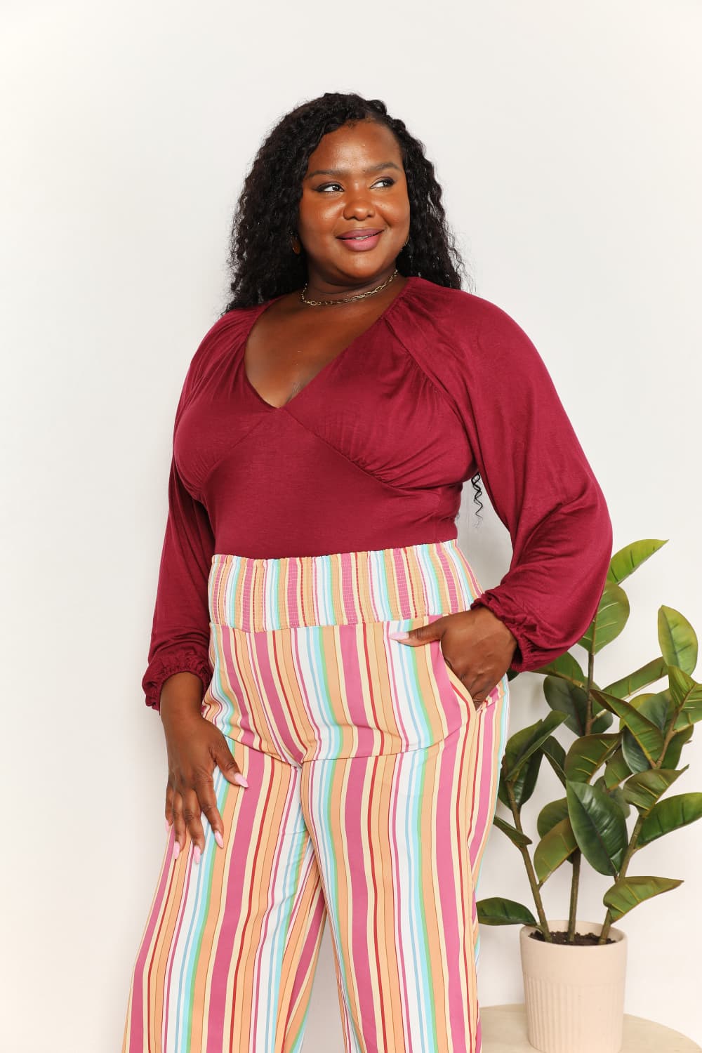 Culture Code  Full Size V-Neck Bodysuit - nailedmoms