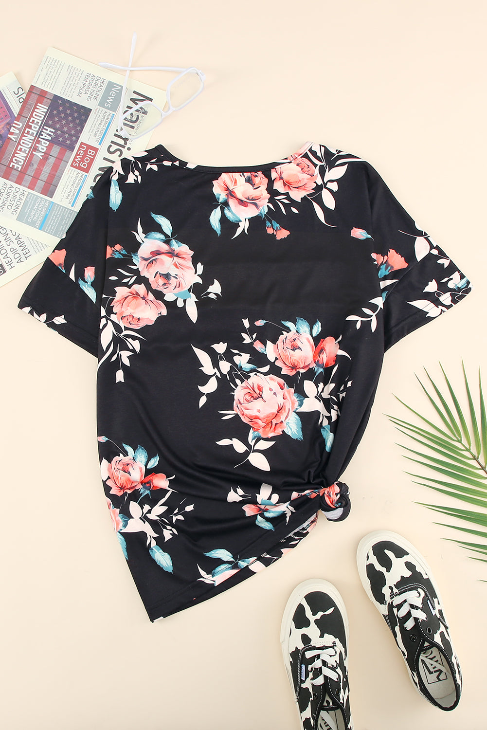 Petal Pop Floral Round Neck Short Sleeve Tee - nailedmoms