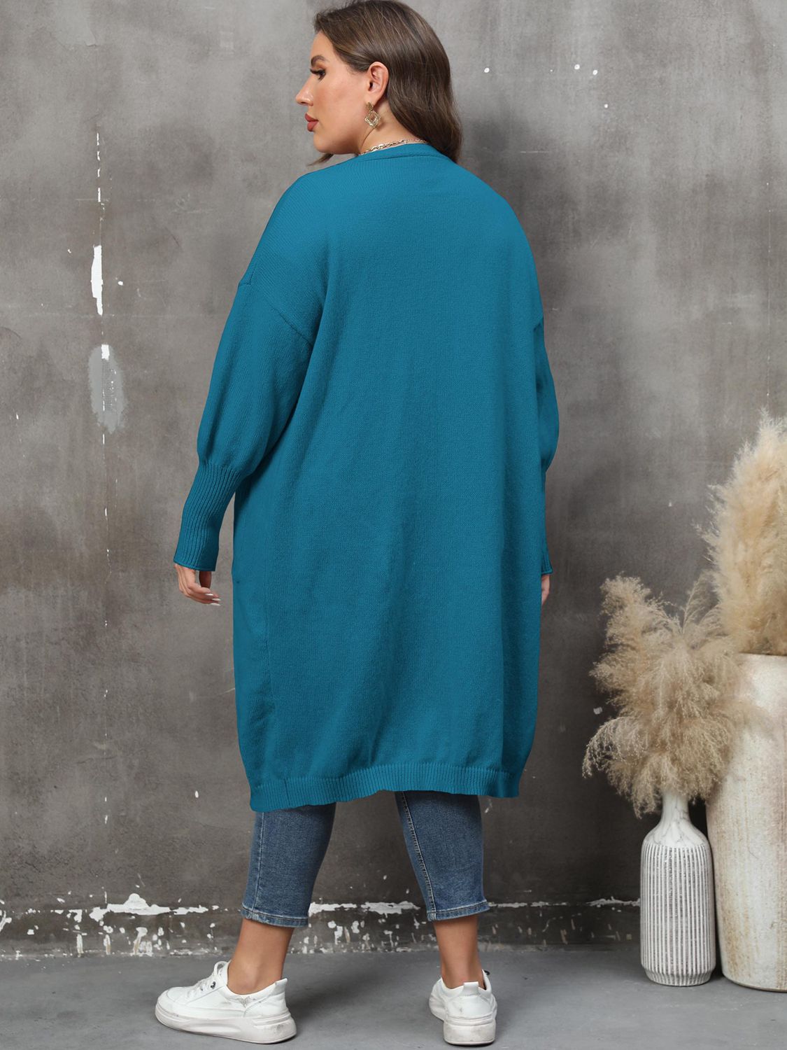 Plus Size Long Sleeve Pocketed Cardigan - nailedmoms