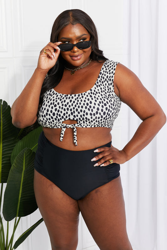 Marina West Swim Sanibel Crop Swim Top and Ruched Bottoms Set in Black - nailedmoms