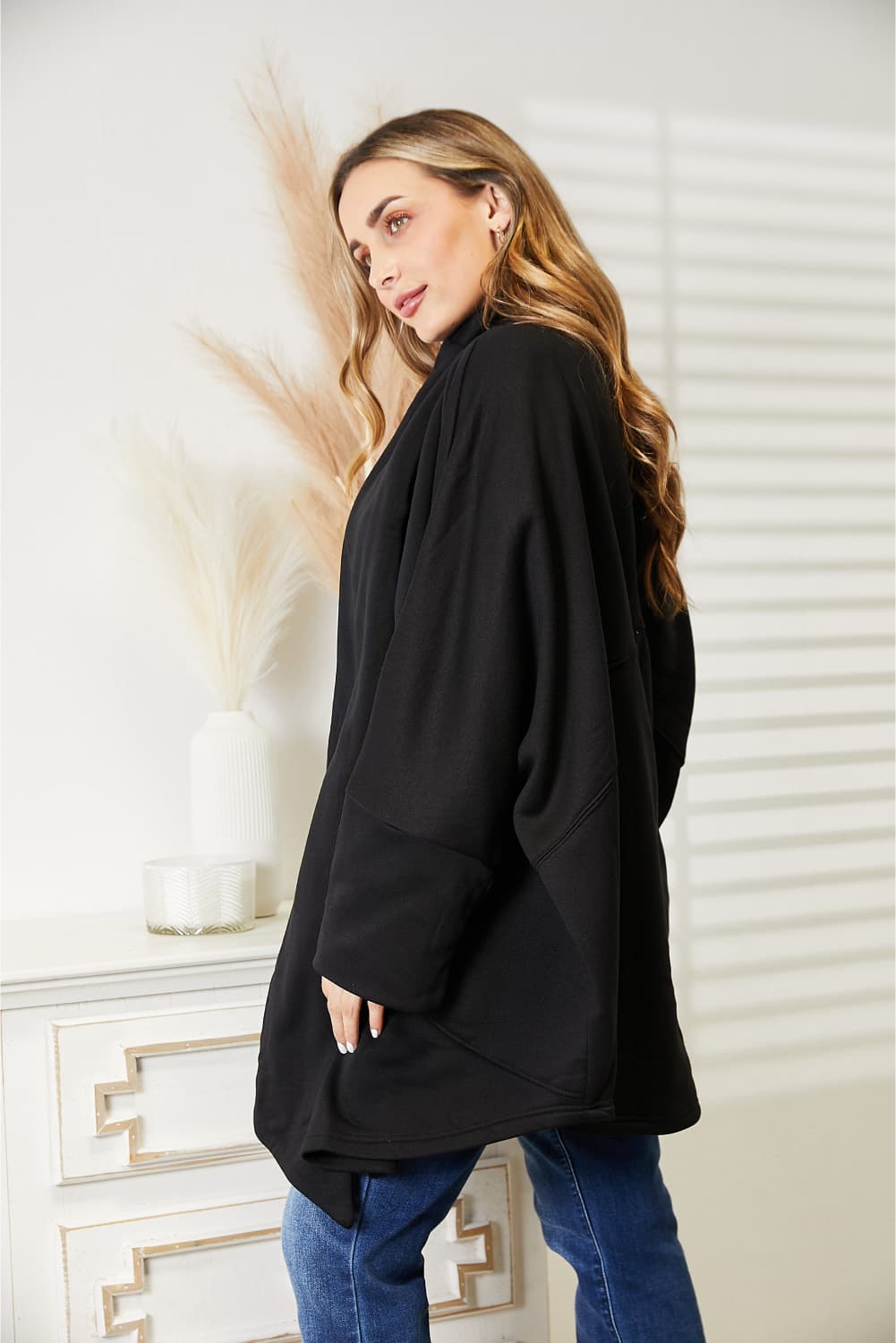 HEYSON Full Size Open Front Cardigan with Scarf Design - nailedmoms