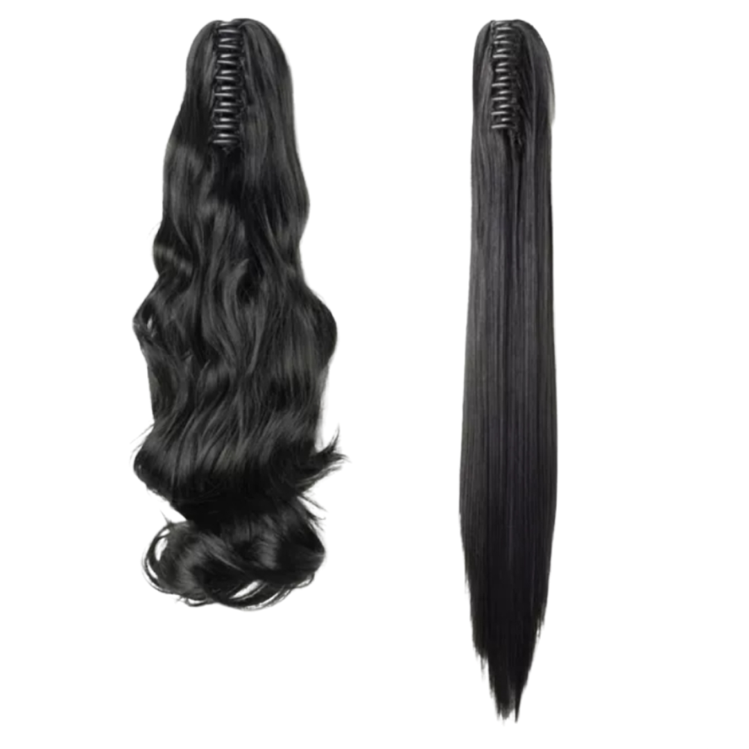 Black Ponytail Clip Hair Extension - nailedmoms