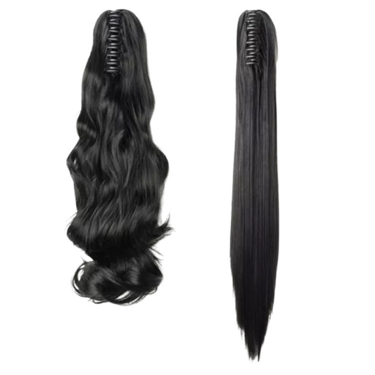 Black Ponytail Clip Hair Extension - nailedmoms