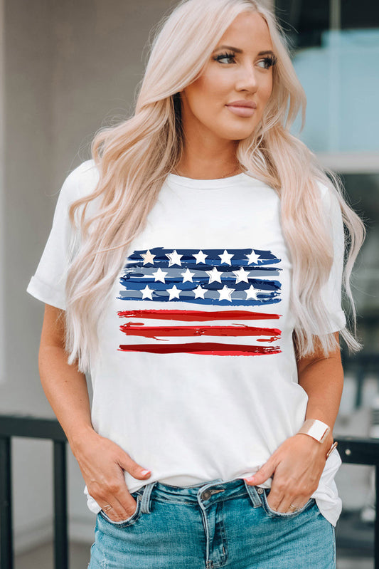 US Flag Graphic Round Neck Tee - nailedmoms