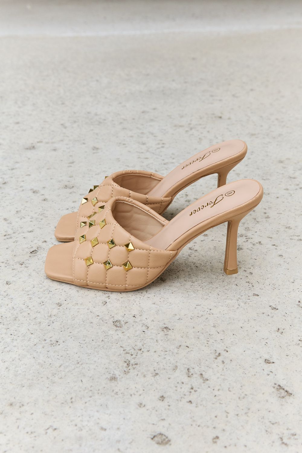 Forever Link Square Toe Quilted Mule Heels in Nude - nailedmoms
