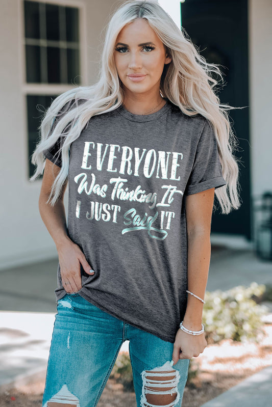 Slogan Graphic Short Sleeve Tee - nailedmoms