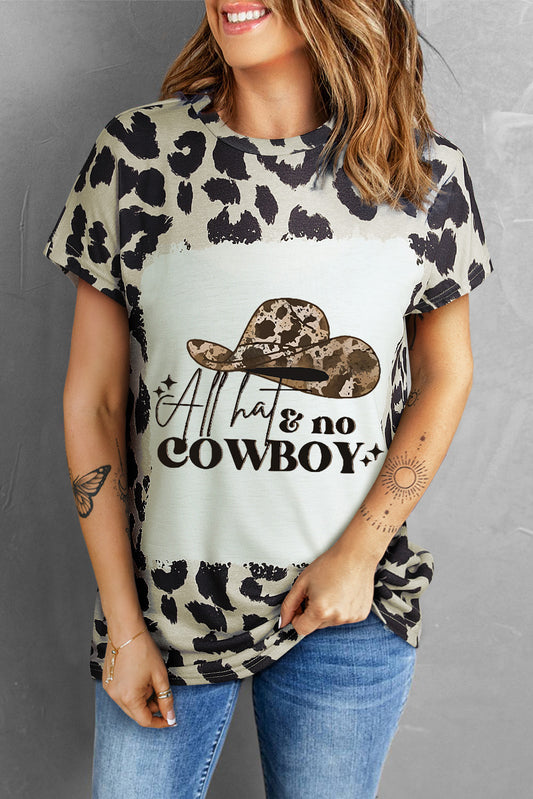 Round Neck Short Sleeve Printed ALL HATS NO COWBOY Graphic Tee - nailedmoms