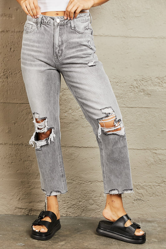 BAYEAS High Waisted Cropped Straight Jeans - nailedmoms