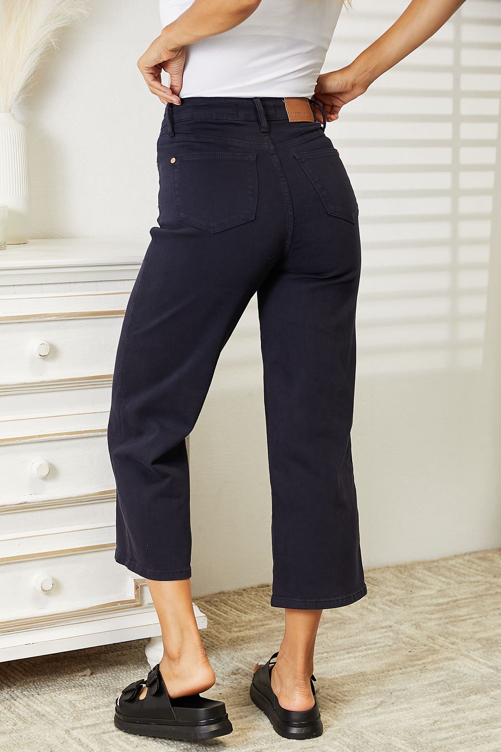 Judy Blue Full Size High Waist Tummy Control Garment Dyed Wide Cropped Jeans - nailedmoms