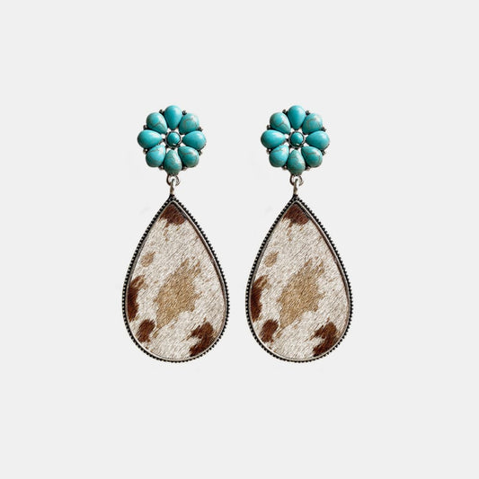 Turquoise Flower Teardrop Earrings - nailedmoms