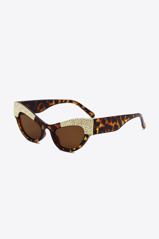 UV400 Rhinestone Trim Cat-Eye Sunglasses - nailedmoms
