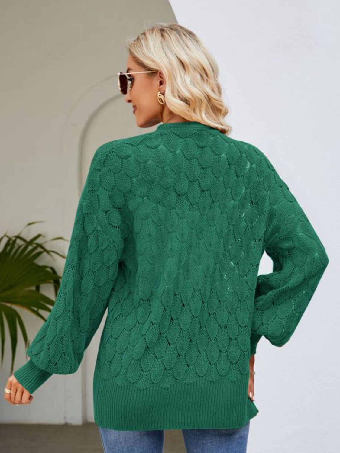 Open Front Ribbed Trim Cardigan - nailedmoms