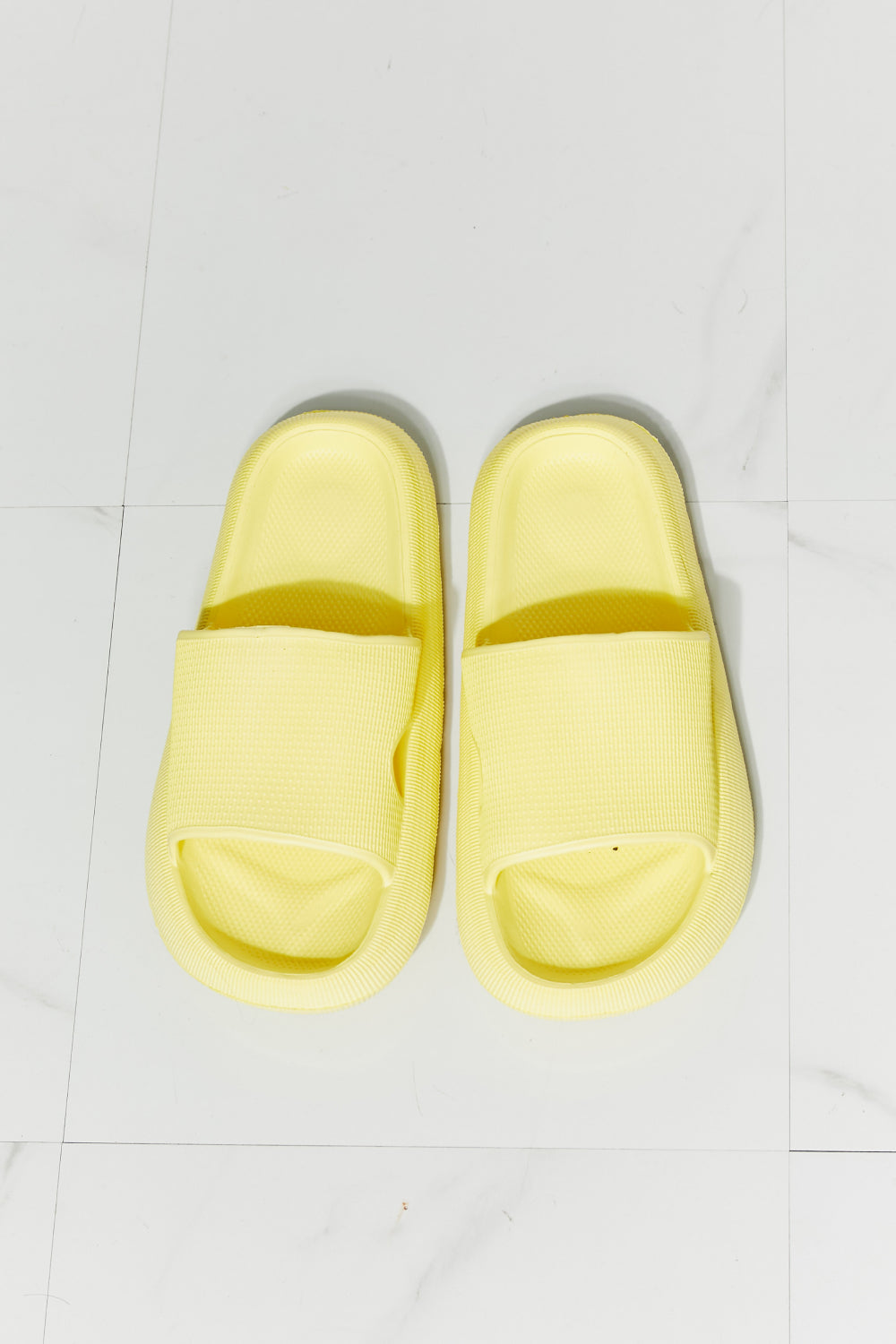MMShoes Arms Around Me Open Toe Slide in Yellow - nailedmoms