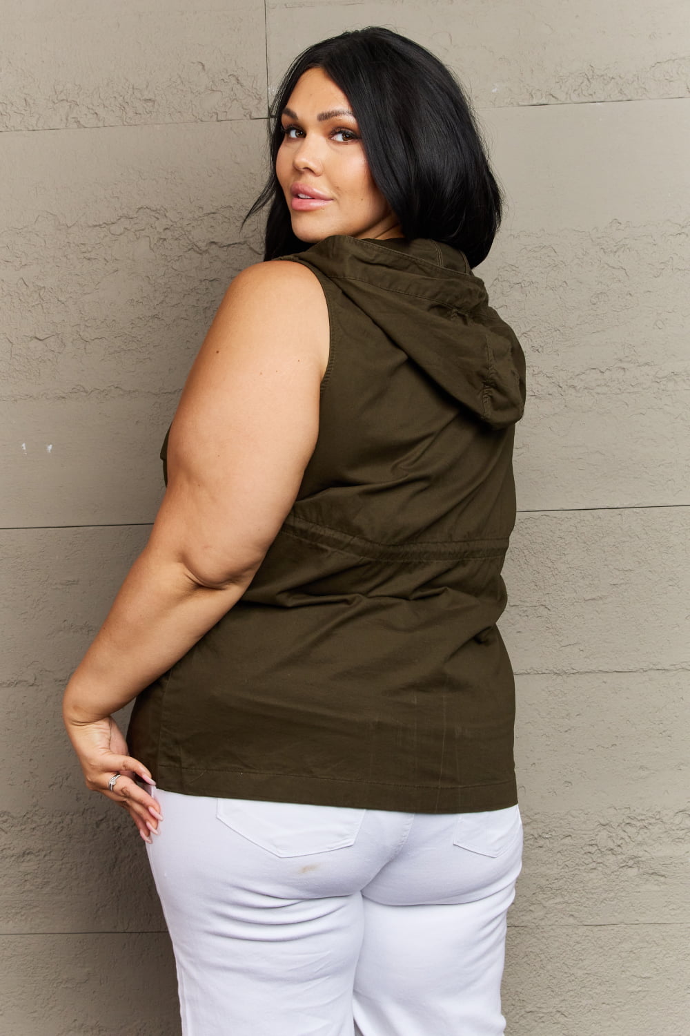 Zenana More To Come Full Size Military Hooded Vest - nailedmoms
