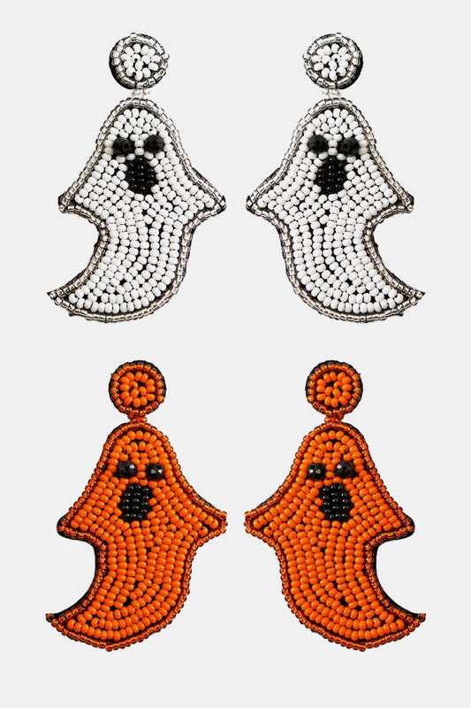 Ghost Shape Beaded Dangle Earrings - nailedmoms