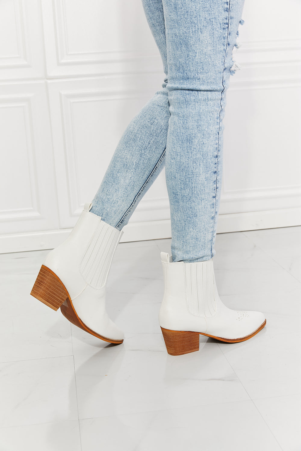 MMShoes Love the Journey Stacked Heel Chelsea Boot in White - nailedmoms