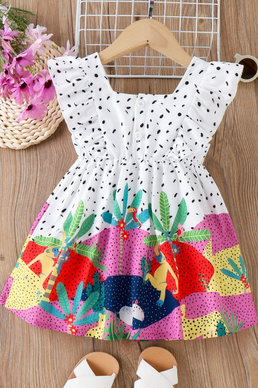 Girls Printed Ruffled Dress - nailedmoms