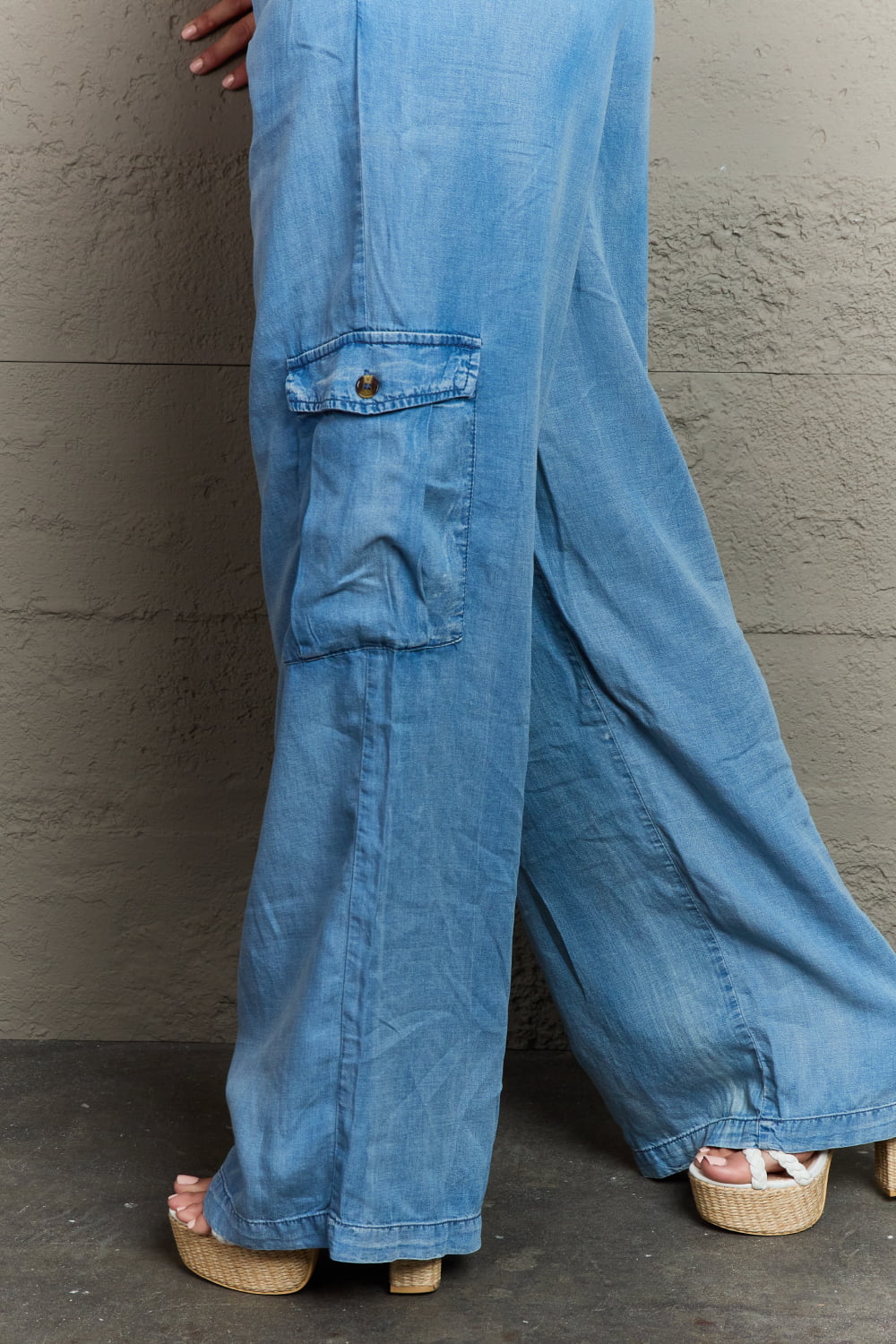 GeeGee Out Of Site Full Size Denim Cargo Pants - nailedmoms
