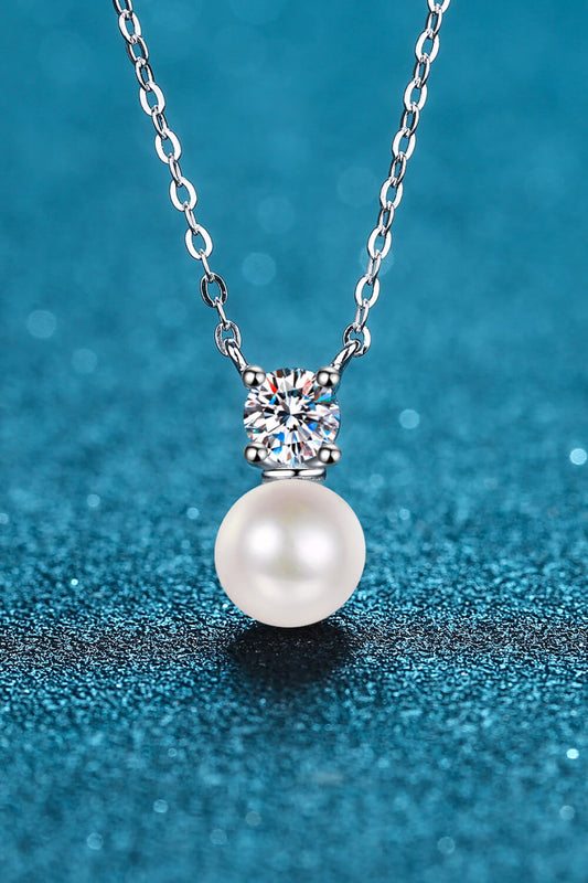 925 Sterling Silver Freshwater Pearl Moissanite Necklace - nailedmoms