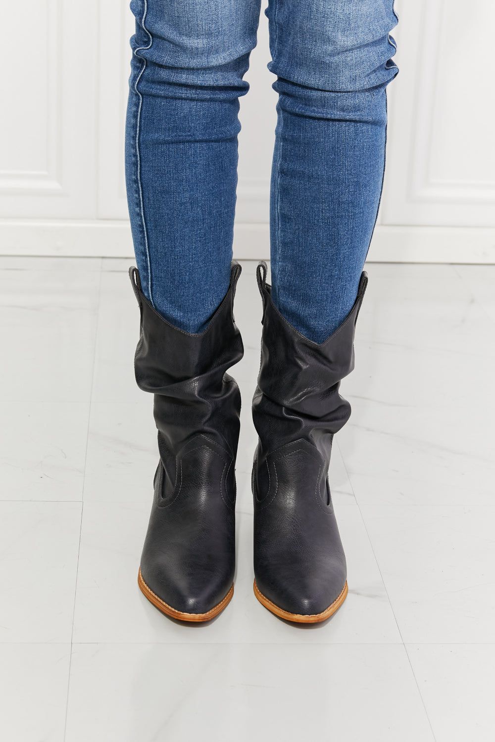 MMShoes Better in Texas Scrunch Cowboy Boots in Navy - nailedmoms