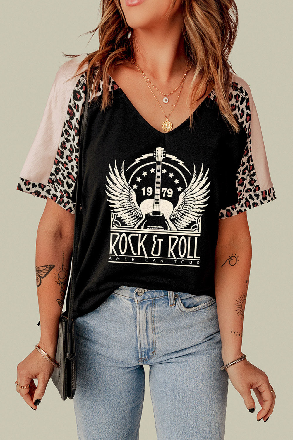 1979 ROCK & ROLL AMERICAN TOUR Graphic V-Neck Tee - nailedmoms