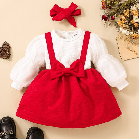 Baby Girl Two-Tone Bow Detail Dress - nailedmoms