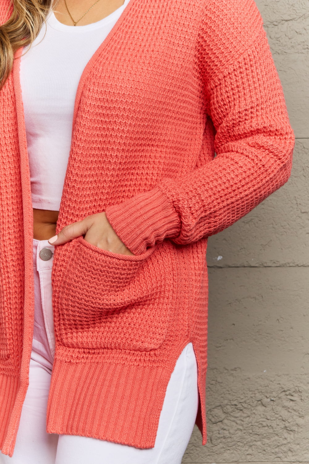 Zenana Bright & Cozy Full Size Waffle Knit Cardigan - nailedmoms