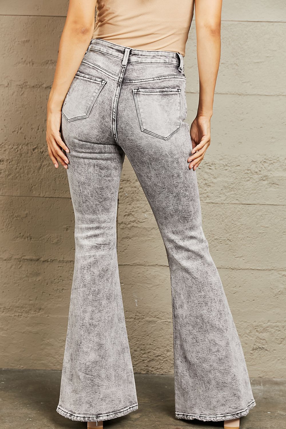 BAYEAS High Waisted Acid Wash Flare Jeans - nailedmoms