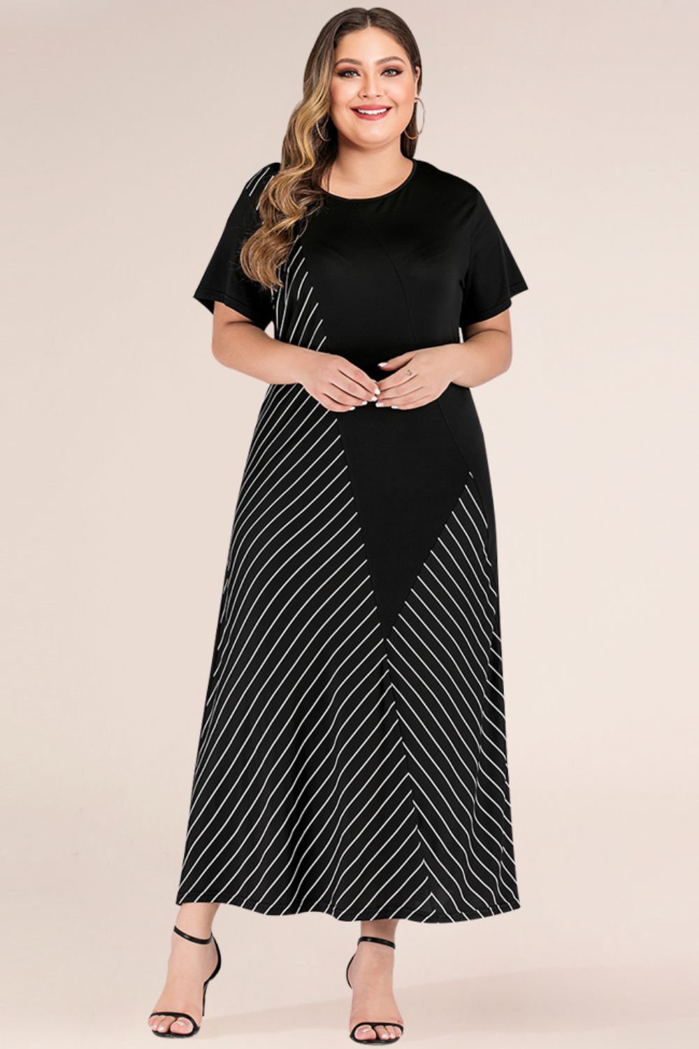 Plus Size Striped Color Block Tee Dress - nailedmoms
