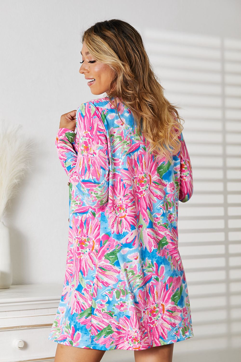 Double Take Floral Open Front Long Sleeve Cardigan - nailedmoms